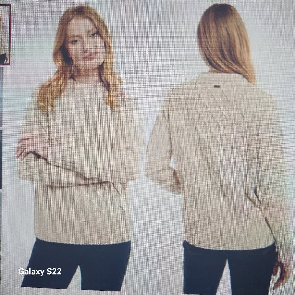 Barbour Daffodil Knit Crew Neck Sweater Oatmeal Cream Women's Size: 6 WORN 2x - Picture 2 of 9